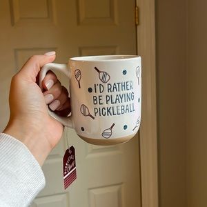 Coffee mug for the pickleball-lover!! Decoration and wording is double-sided.
